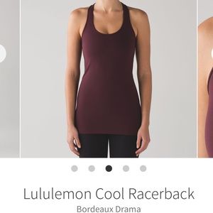 Lululemon Cool Racerback Bordeaux Drama Tank Size 6 NWOT